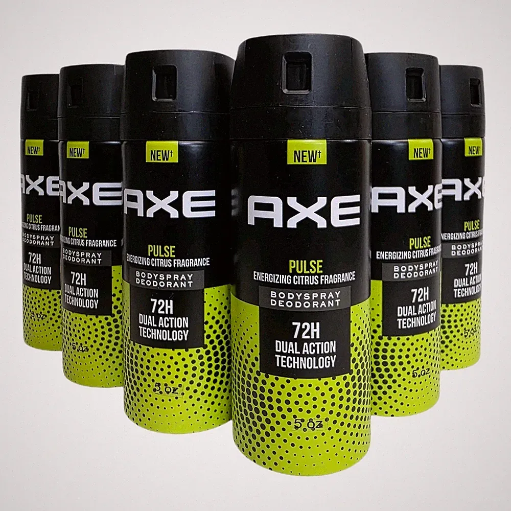 Axe Pulse Energizing Citrus Fragrance 72 HR Dual Action 150ml./6 Pack, Free Ship